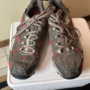 Gray and Pink Athletic Shoes